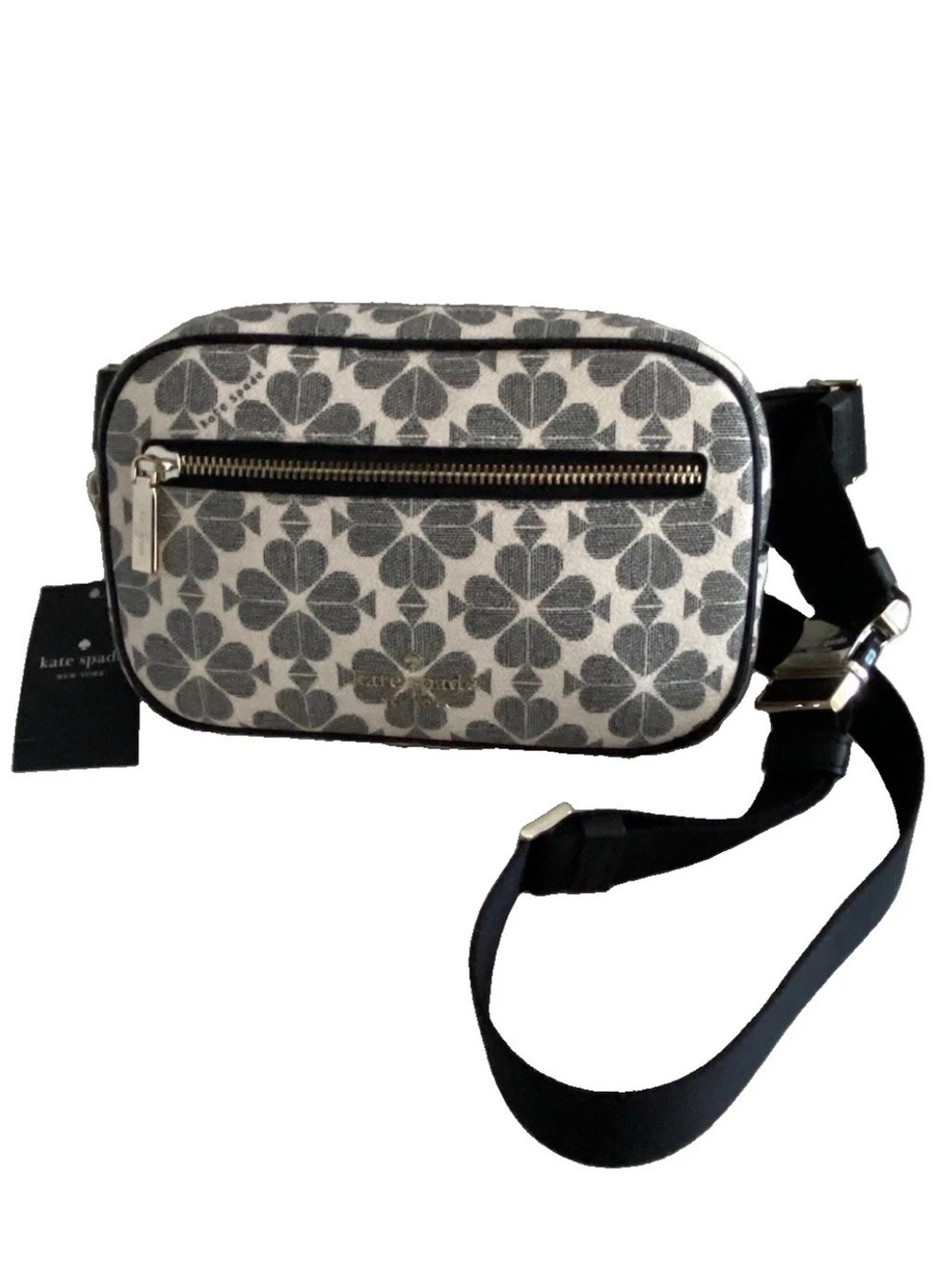 🆕 Kate Spade ♠️ Signature Spade Flower Belt Bag KG484 Fanny Pack Black & Cream